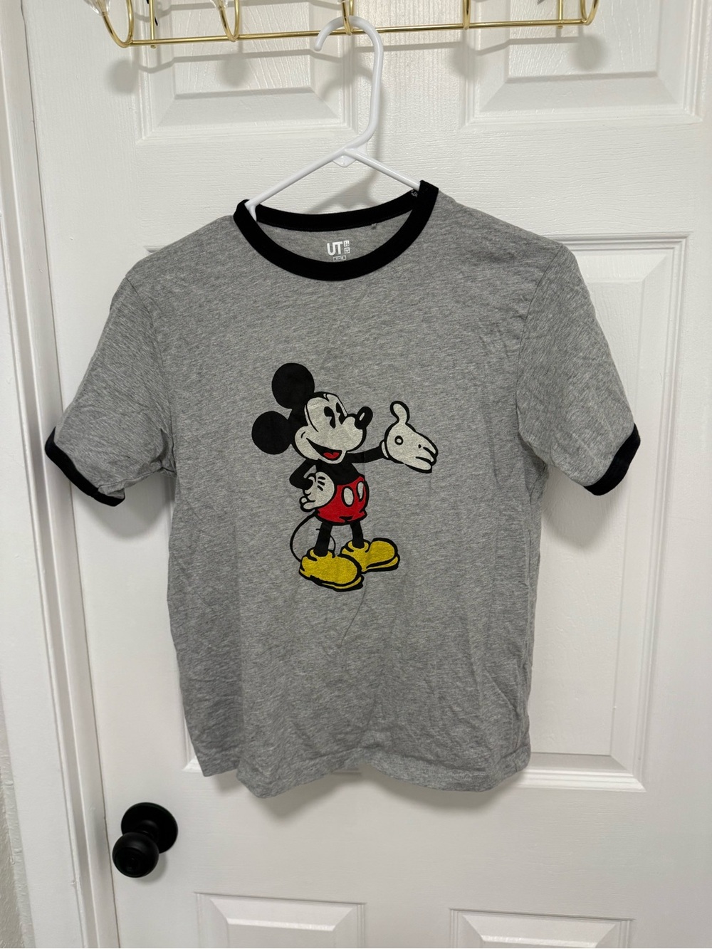 Disney Grey Ringer Tee with Mickey Mouse Graphic